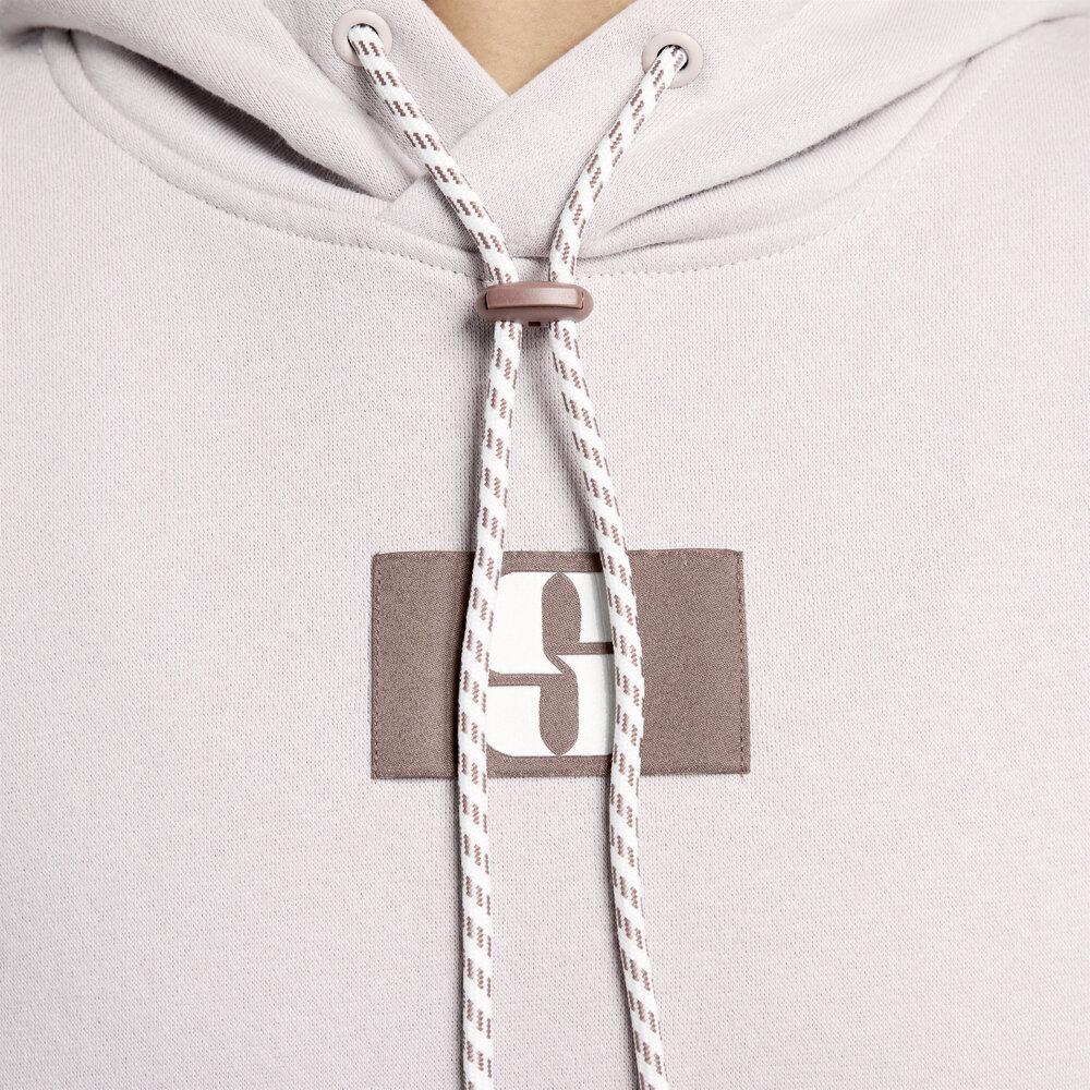 Nike Sabrina Letter Tag Hooded Fleece Sweatshirt Women Tops Grey Purple FJ4450-019