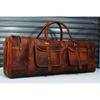 32-Zoll-Gepäck-Reisetasche, große braune Herren-Umhängetasche aus echtem Ziegenleder