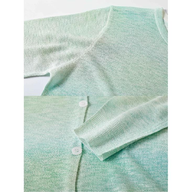 Elegant Women O-Collar Rayon Dyed Floral Pattern Knitted Open Cardigan Spring Summer Layering Outerwear Coat