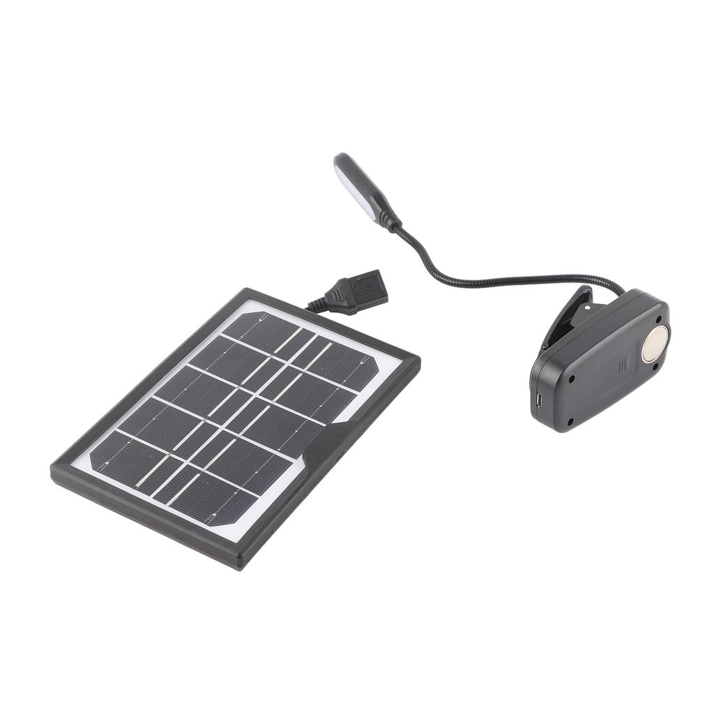 Solar Rechargeable Clamp Lamp Warm Daylight White Light Flicker Free Flexible Gooseneck Clip On Book Light 5V