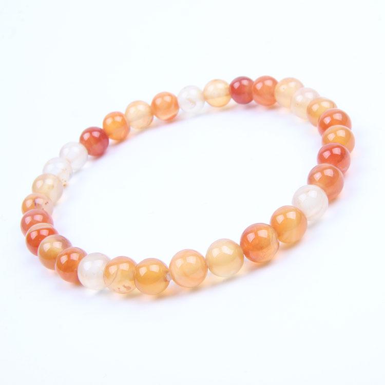 Red Agate Crystal Bracelet: Simple Round Beads, Couple Style Hand Jewelry
