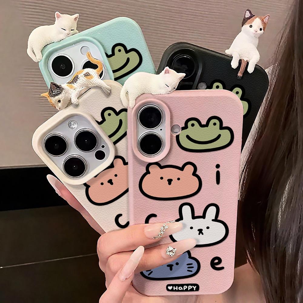 3D Phone Case for iPhone 11 13 17 Pro Max 17 Air Case iPhone 13 15 16 Pro Max 12 14 Pro Max 14 15 Plus Cute 3D Kitten Cartoon Leather