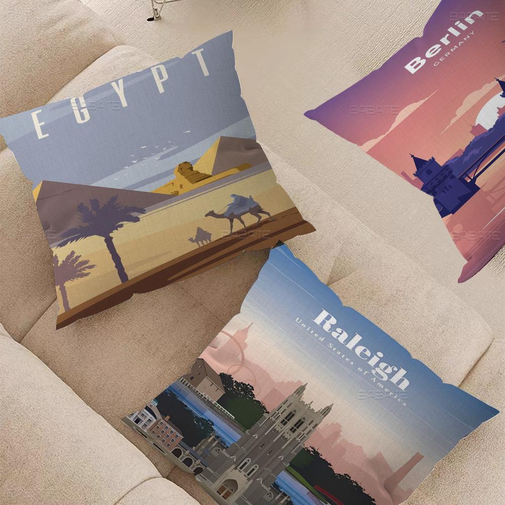 World Cities Travel Pillow Anime Pillow Sofa Bed Head Pillow Cover Cushion Cover 45x45 Cm Fashion