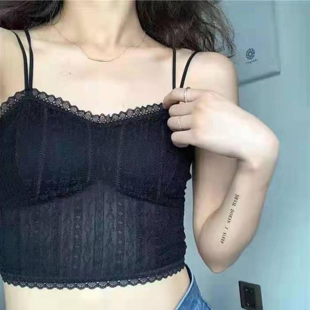 Tank Top Lace Crop Tops Women Summer Camis Backless Camisole Double Straps Tube Female Sleeveless Cropped Vest
