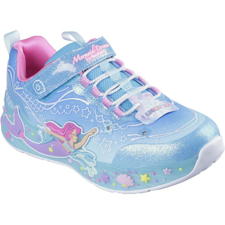Skechers S-Lights Mermaid Dreams Trendy Comfortable Slip-Resistant Durable Low-Top Casual Shoes Kids sneaker Blue 303060L-BLMT