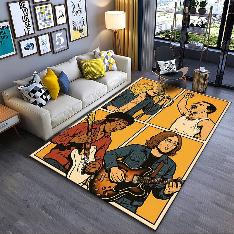 Legendary Musicians Graphic Carpet suitable as a non-slip mat for the living room or bedroom sofa