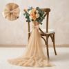 Minimalist Tulle Wedding Chair Back Yarn Artificial Rose Flowers Elegant Chair Sash For Reception Banquet Party Scene Decor
