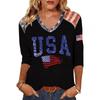 Long Sleeve Shirts for Women Casual V Neck Womens Long Sleeve Tops USA Print Long Sleeve T Shirt Women Comfortable Long Sleeve Tops for Women