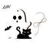 Halloween Tree Ornaments Ghost Wooden Hanging Sign with Hemp Rope, Cute Rustic Decorations Pendants for Home Party Wall Decorative Wood Signs