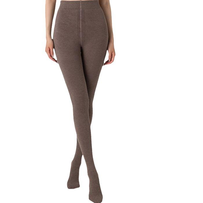 Women's Black Bare Leg Effect Pantyhose Autumn Winter Fleece Lined Thickened Outer Wear Warm Leggings