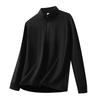 Men's Light Grey Quarter Zip Stand Collar Top, Casual Long Sleeve Quick Dry Shirt for Daily Wear