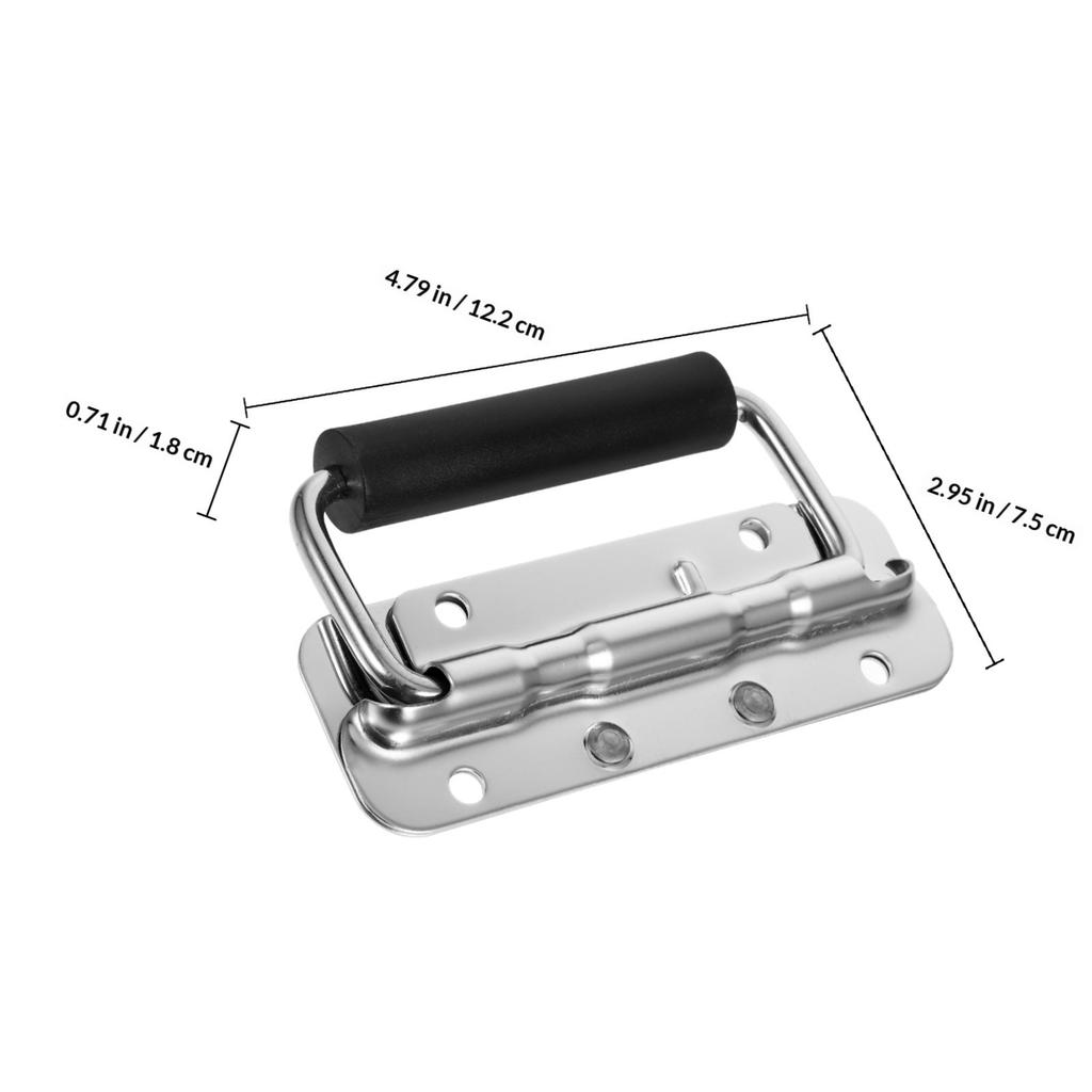 Stainless Steel Folding Toolbox Handle Heavy Duty Spring Loaded Foldable Pull Handle for DIY Repair Garage Tool Storage Portable