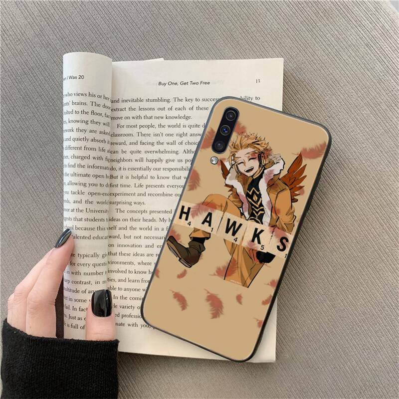 Pouzdro na telefon Anime MHA Hawks BNHA pro Samsung Galaxy A51 A71 A52 A12 A50 A32 A21S A70 A31 A21 A11 A12 M31 A02