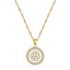 Round Camellia Necklace Earrings Set Light Luxury Micro-Inlaid Personalized Temperament Banquet Ear Decoration Combination