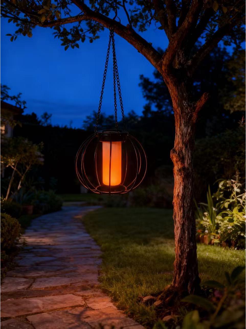Винтажный уличный солнечный подвесной светильник для патио и садов - Полый дизайн