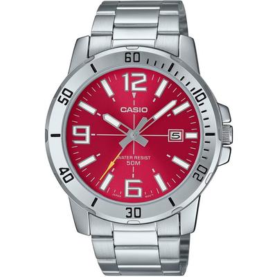 Casio Standard Analog Quartz Men's Watch MTP-VD01D-4BV (Red Metal Band)