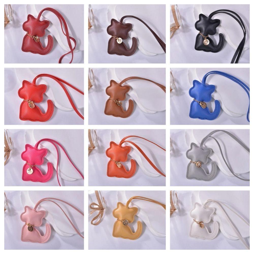 Car Key Holder PU Leather Keyring Animal Kitty Bag Pendant Cute Cat Keychain  Couple