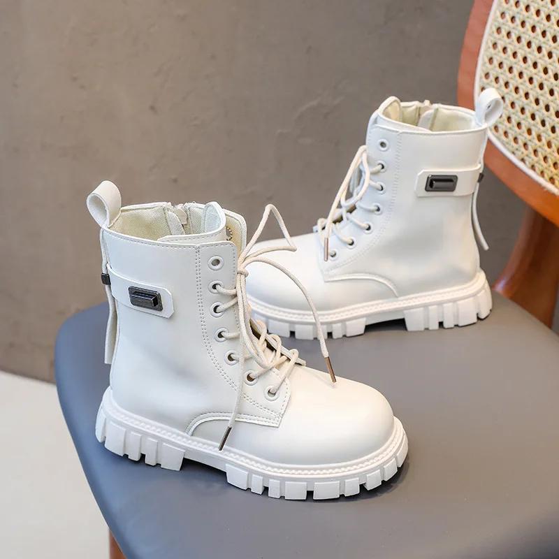 Girls' Shoes Short Boots Autumn British Leather Ankle Boots for Girls Soft Sole Girl's Boot Non Slip Kid Shoes