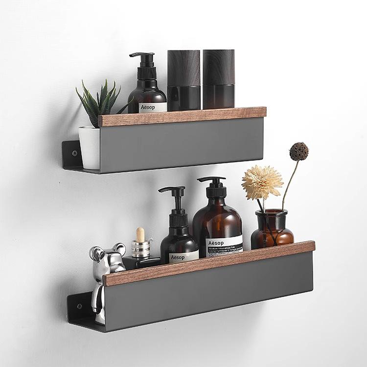 Rafturi de depozitare pentru baie, montate pe perete, fără perforații, din lemn, suport pentru baie, placă pentru condimente, organizator pentru raft de baie, organizator pentru toaletă