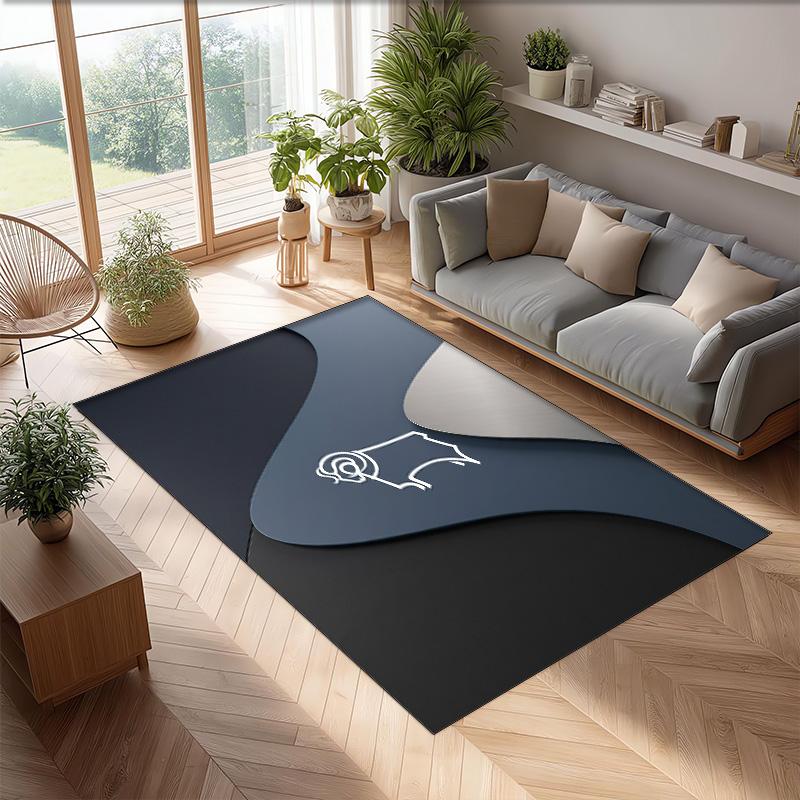 Alfombra de Terciopelo de Cristal con Estampado de Fútbol del Derby County, Cómoda Absorbente de Agua Antideslizante para Suelo Interior