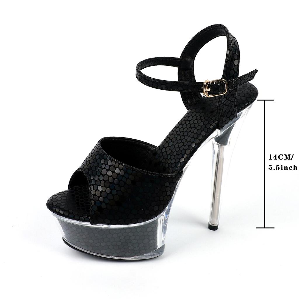 Women's Shoes Spring Clear Heels Sexy Sandals Slipper Girls Shoe for Party Club 14cm Heel 4cm Platform LFD-B3619