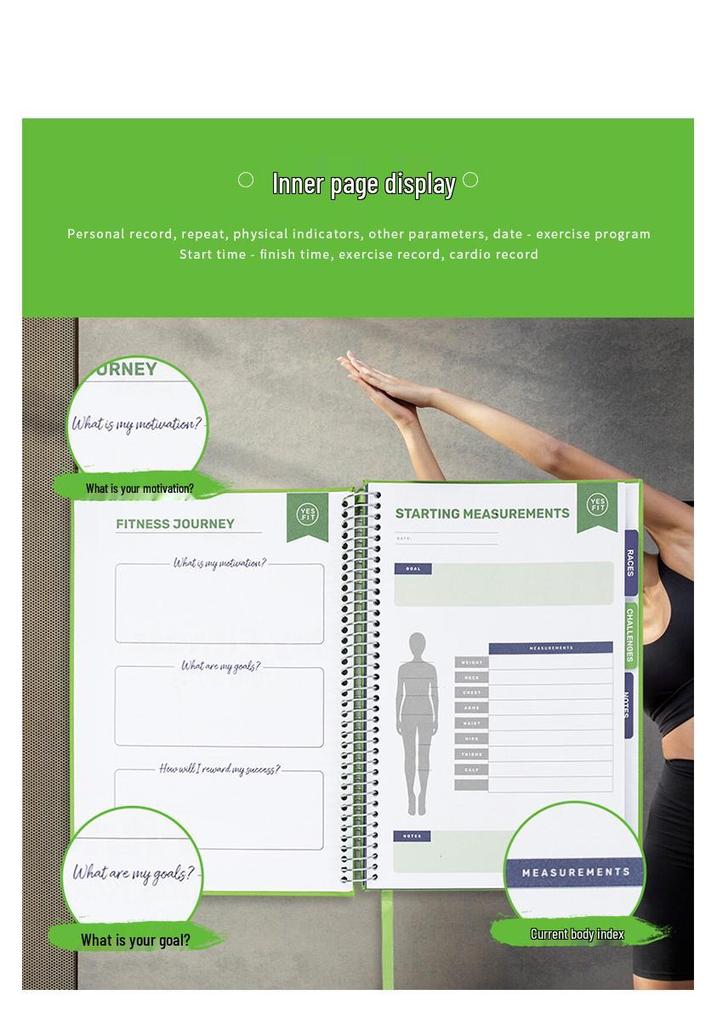 Coil-bound Fitness Planner: Daily Training & Self-discipline Notebook