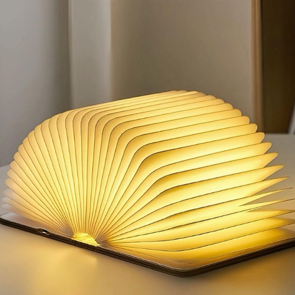 3 Colors Folding Book Lamp Walnut Color Desk Light Book Lovers LED Book Light Home Office Decor
