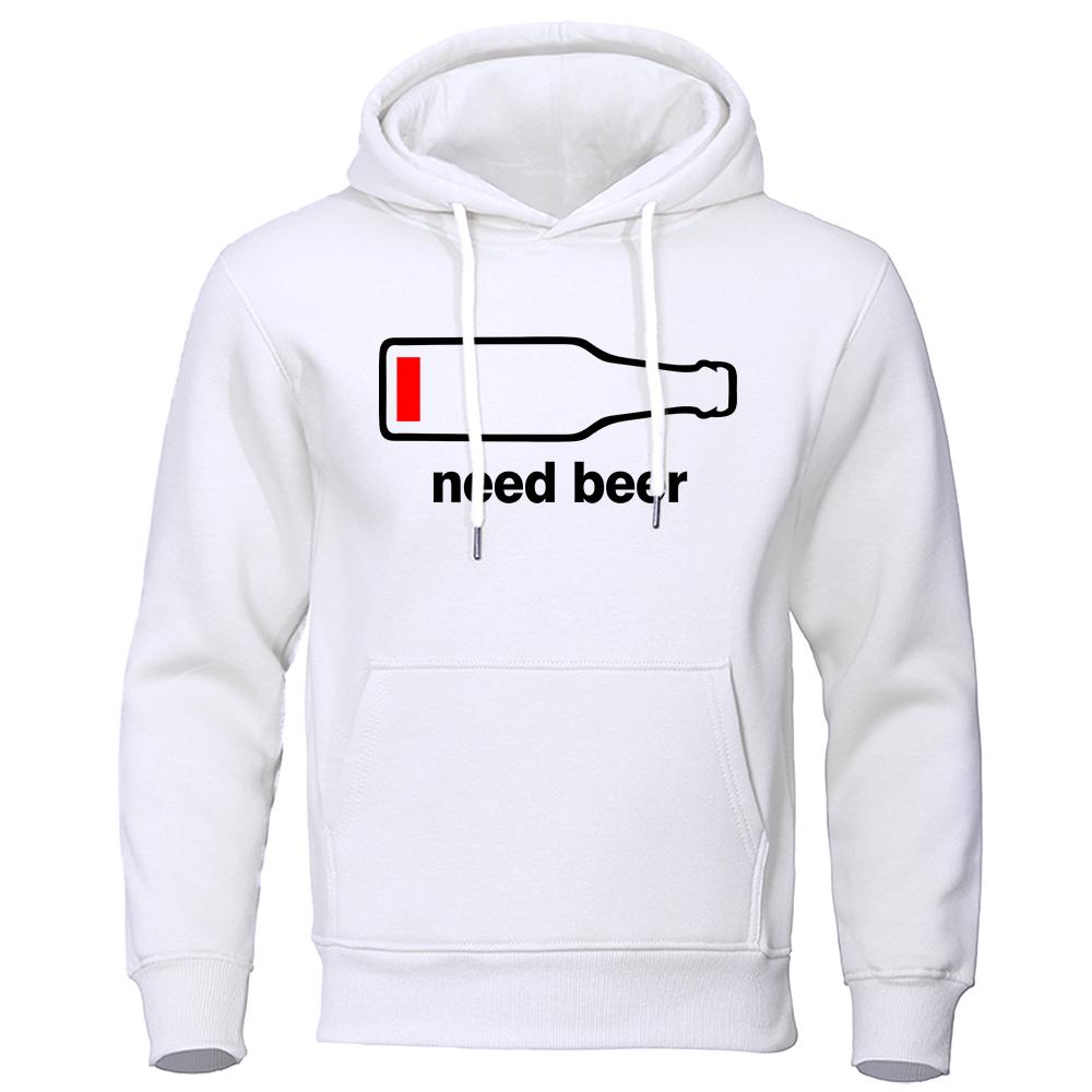 Need Beer An Empty Beer Bottle Printing Hoodie Mens Hip Hop Fashion Streetwear Casual Warm Clothing Loose Pullovers Men Hoodies