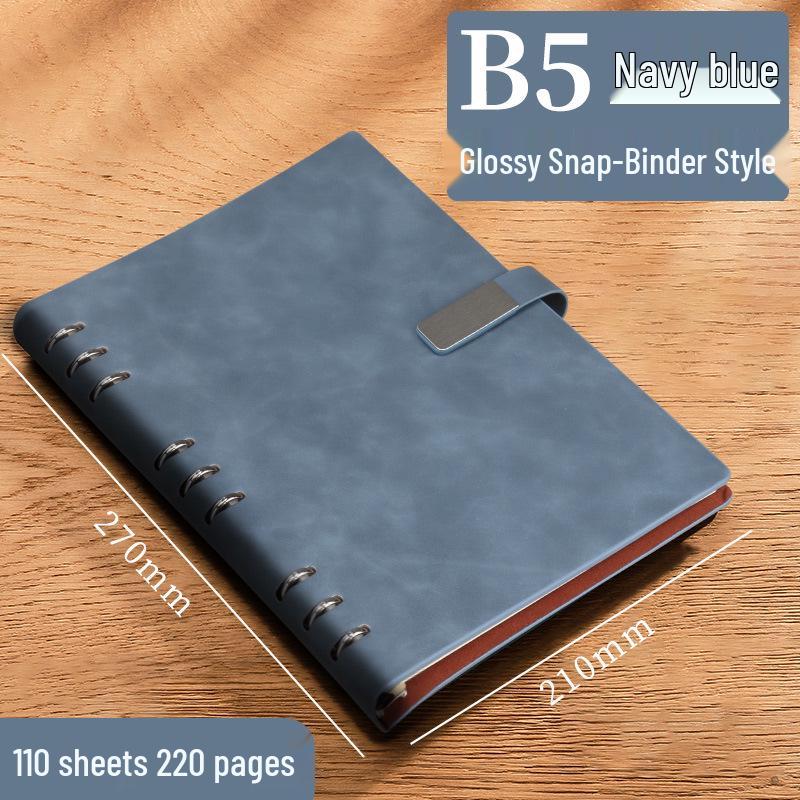 A5 Leather Business Notebook with Logo Printing, Thick Ring Binder & Buckle Closure - Perfect for Office Notes