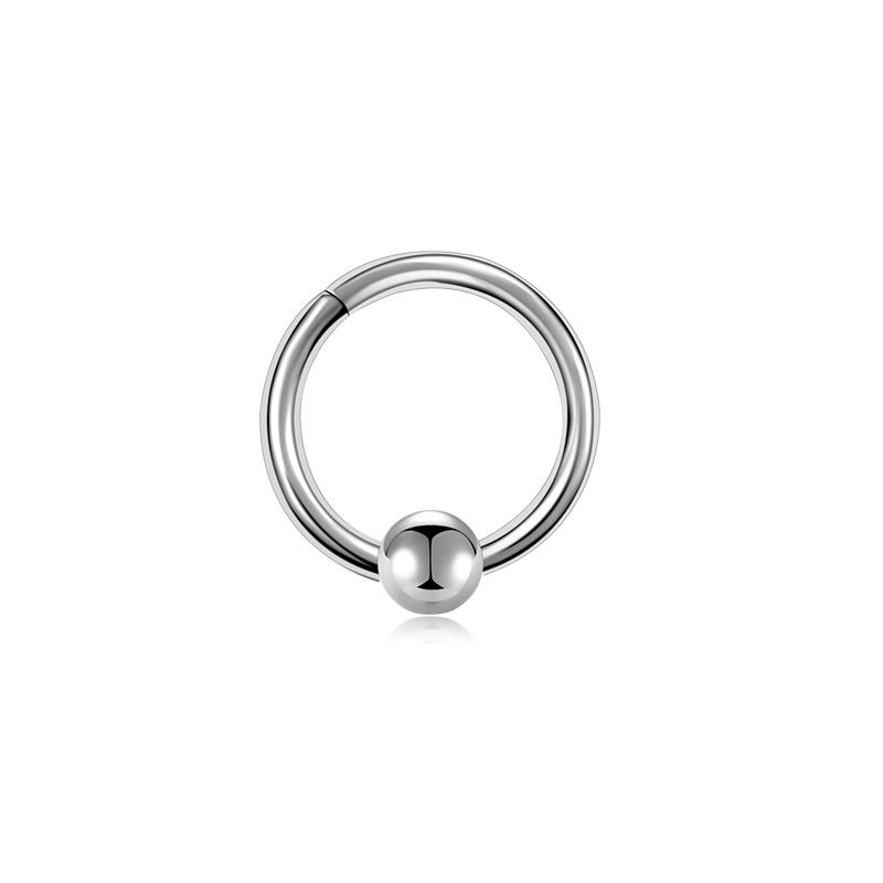 

1PC Round 316L Stainless Steel Nose Ring 16G 14G Ball Septum Clicker 8/10MM Punk Rock Ear Helix Septum Rings Piercing Jewelry 1.2X10X4MM срібний