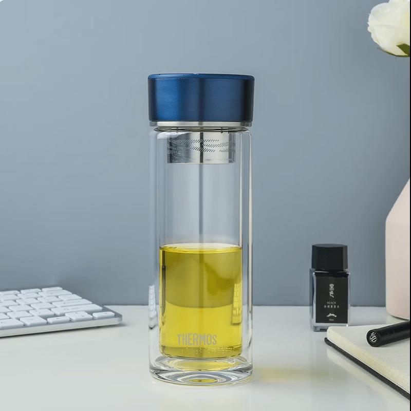 THERMOS TCGD-300 Portable Double-Wall Tea Infuser Glass Bottle