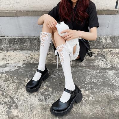 Ins Lolita Calf Socks Teen Sweet Princess Wind Cross Strap JK Stockings Cotton Socks Children