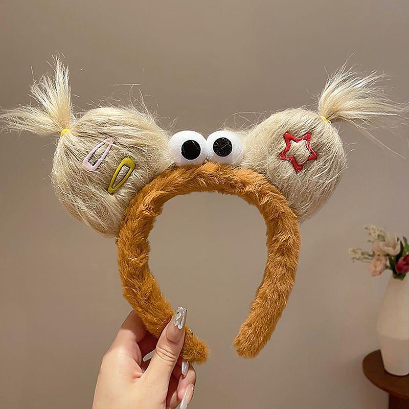 2024  Funny Plush Ugly Doll Hairband Female Winter Cute Cartoon Face Wash Hairband Hair Hoop Korean Girl Hair Grotto Headband