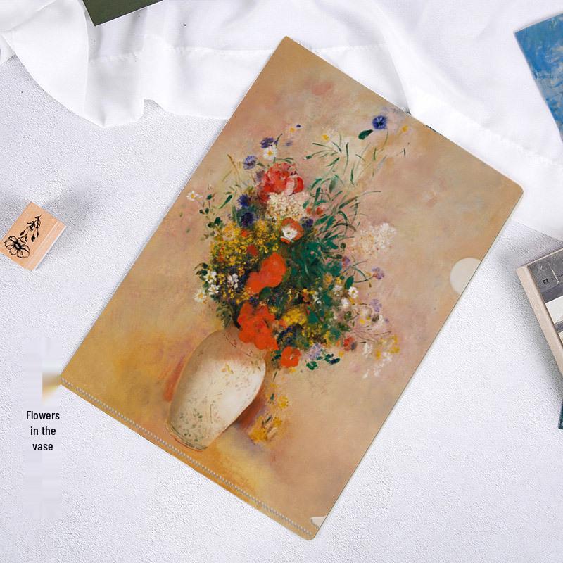 World-Famous Paintings L-Shaped A4 Folder - Monet & Van Gogh Art Design for Students and Office