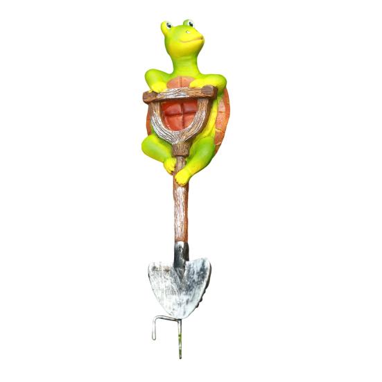 Yousheng Animal Garden Statue Frog Rabbit Turtle on Shovel Resin Ornament Flower Pot Insert Animal Figurine for Bonsai Decoration Outdoor Flower Bed
