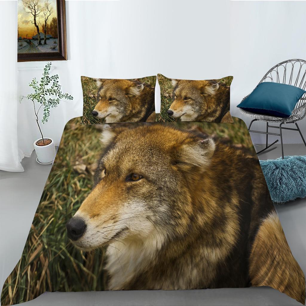 Shopify Bettwäsche Zwei- oder Dreiteilig Digitaldruck Polyester Wolfsserie