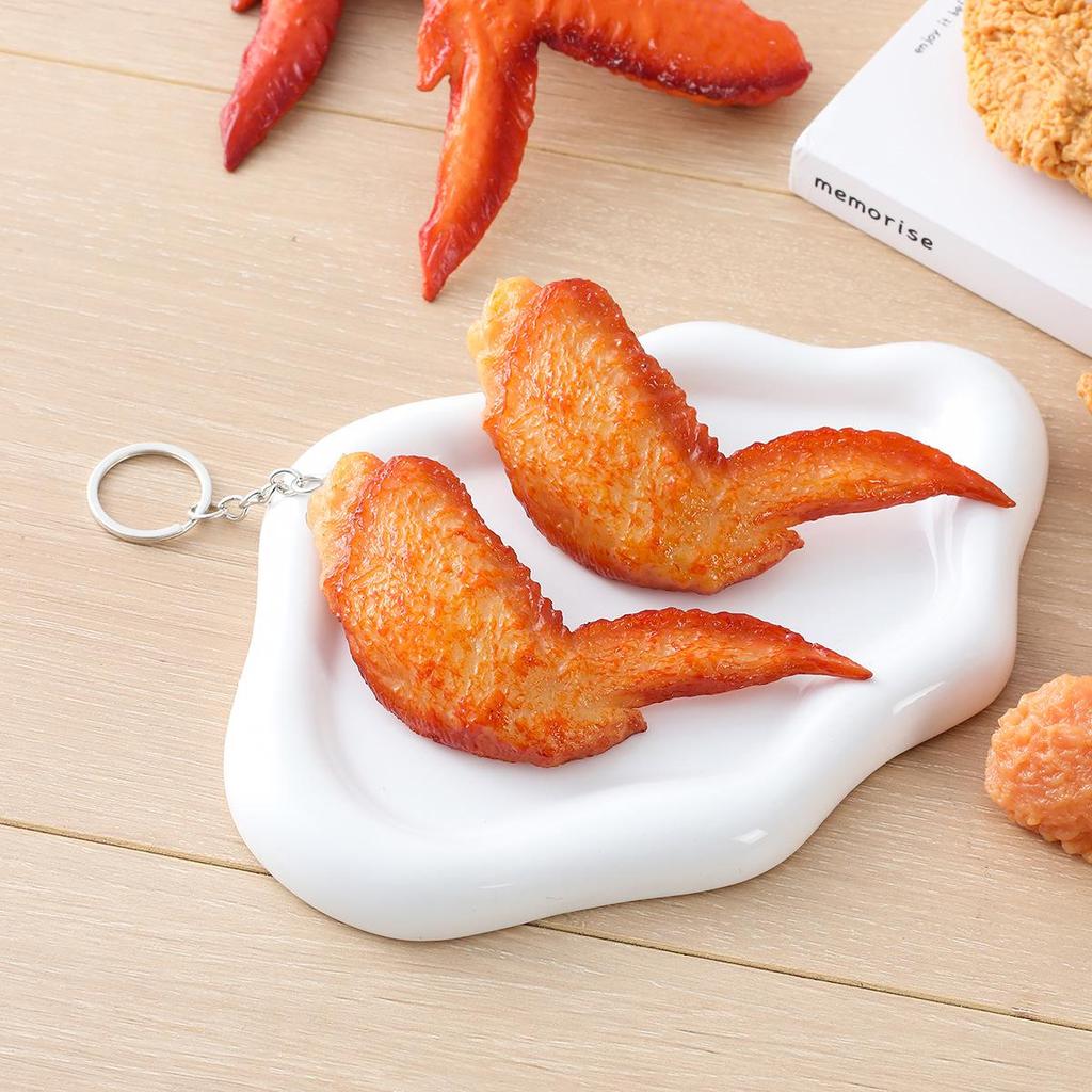 PVC Fried Chicken & Cola Keychain - Play Food Model Including Drumsticks, Wings, Nuggets
