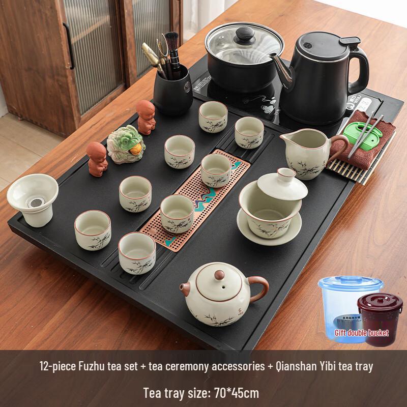 

Chaxun Simple Ru Kiln Tea Set with Artificial Stone Tray