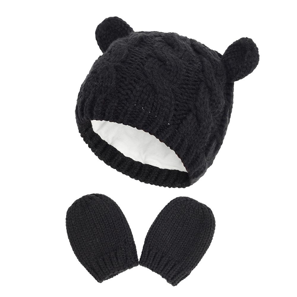 Winter Warme Strickmütze Handschuhe Set Baumwolle Baby Neugeborene Beanie Mütze für Mädchen Jungen Cartoon Ohren Kleinkind Mütze Säugling Bonnet 0-18M