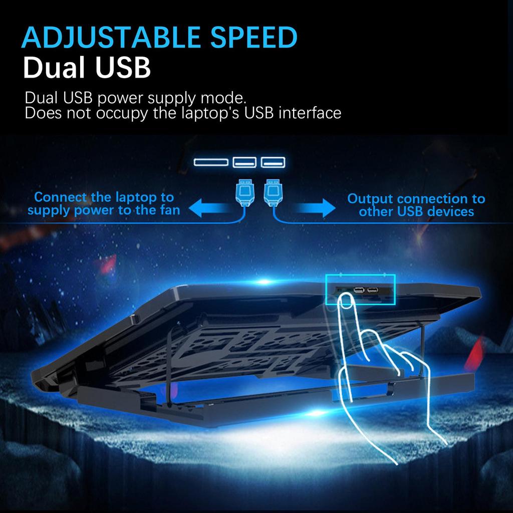 Supporto Raffreddamento Notebook Mbuynow: 6 Ventole, 2 Porte USB, LED Blu Per PC 12-17''