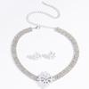 3PC Women's Fashion Copper Inlaid Zircon Claw Chain Flower Necklace Earring Set Suitable for Wedding, Party, Festival Gifts