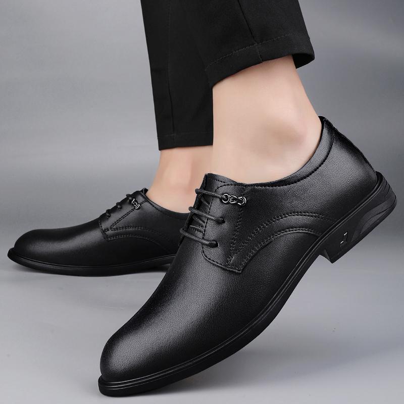 Fashion Brand New Split Leather Lace Up Leather Shoes Mens British Style Business Leather Shoes Elegant Fashion Comfortable Oxford Shoes