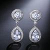 ZAKOL Water Droplet Leaves Copper Micro-set Zircon Women's Dangle Earrings Exquisite Fashion Bridal Wedding Charm Jewelry