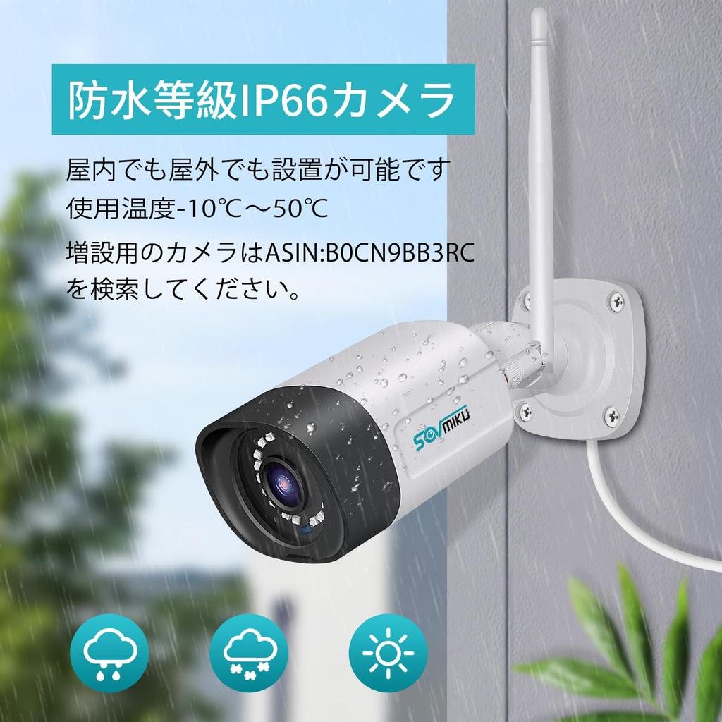 Sovmiku Wireless Security Cameras Monitor with Integrated Set of 4 5MP Wireless Expandable to 10 IP66 AI Motion Security 5MP Cameras 5MP Recorder 1TB