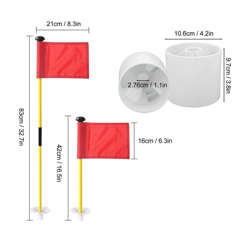 Pin Flag Hole Cup Set for Putting Green Flagstick Yard Practice Supplies Portable 2 Section Detachable