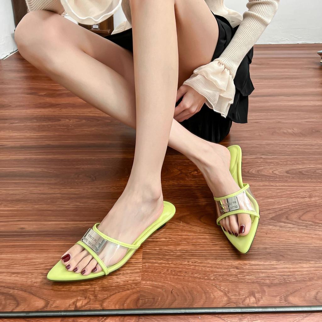 Summer new high-heeled slippers with pointed sandals women's fashion 2025 word with wedge sandals women's outer wear