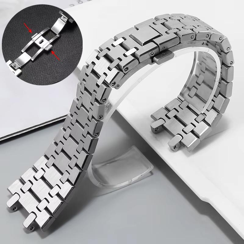 Armband 26mm Herren Damen Voll-Edelstahl Armband Für AP ROYAL OAK 15400 26331 15500 Uhrenarmband Metall Faltschließe