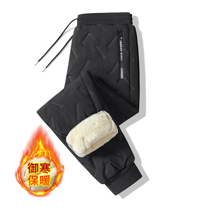 

Мужские брюки из хлопка с вельветом из овечьей шерсти, новые зимние, для улицы, теплые, больших размеров, свободные, непродуваемые, повседневные, с толстой подкладкой из вельвета M чёрный