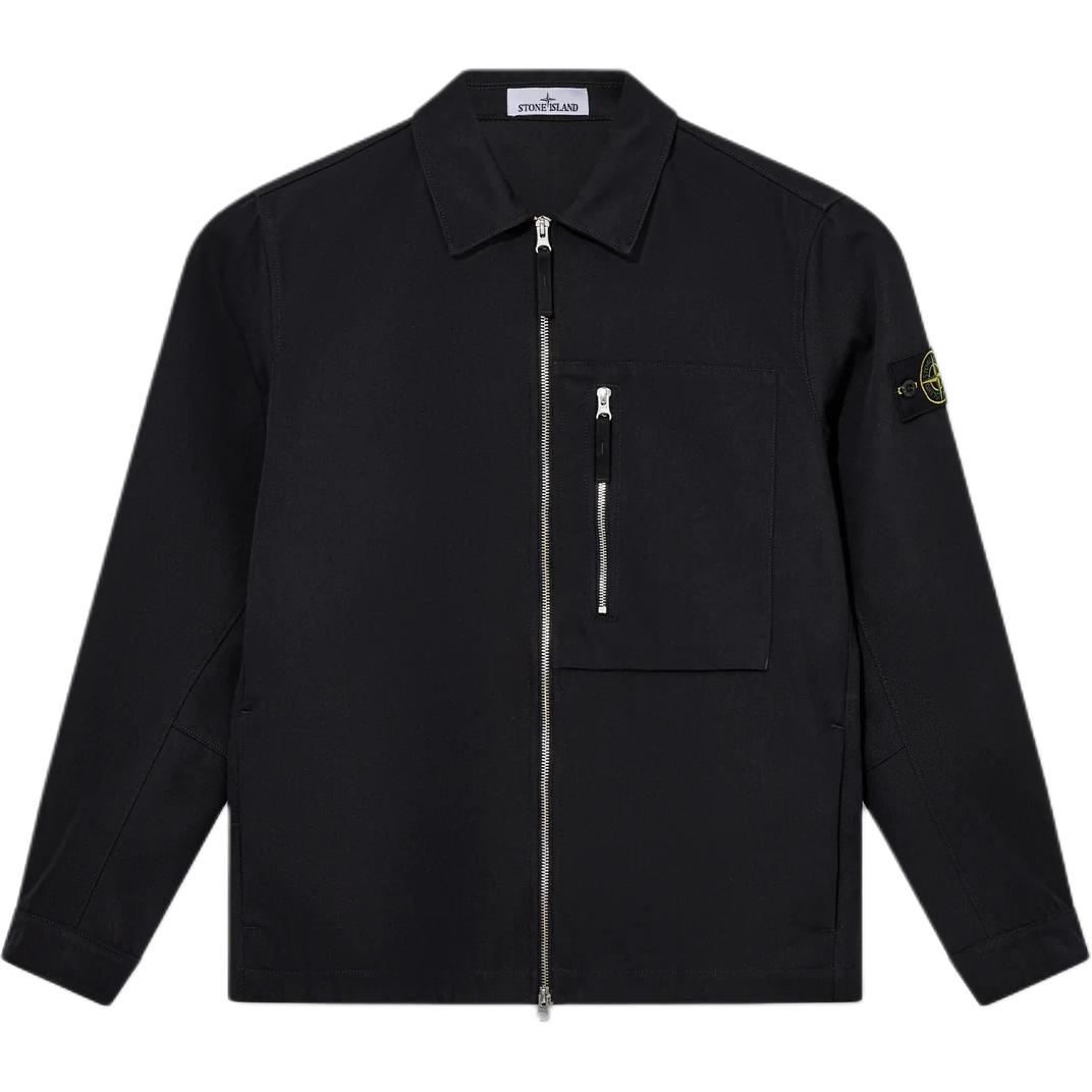 

STONE ISLAND Однотонная куртка с воротником поло на двойной молнии и длинными рукавами. Мужская куртка темно-синего цвета 811511103-V0020 XXL