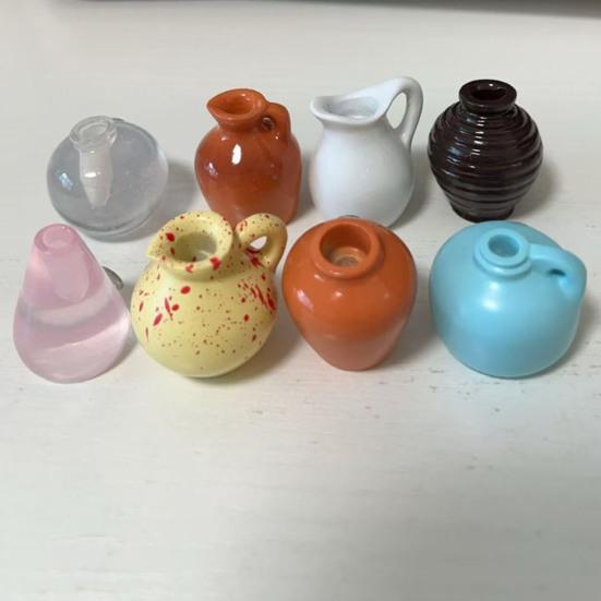 8Pcs Mini Resin Vase Refrigerator Locker Fridge 3D Magnet Home Office Kitchen Miniature Flower Vase Magnetic